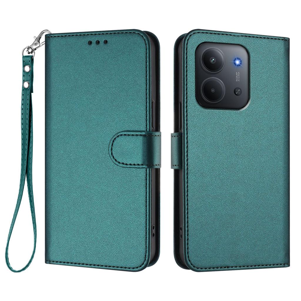 Для Xiaomi Redmi 15C 4G (171 мм) Кожаный чехол-кошелек-подставка для телефона с ремешком на запястье