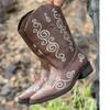 Hand Embroidered Western Cowboy Boots Men's Boots Western Cowboy Boots  Embroidered Sleeve Boots Retro Square Boots