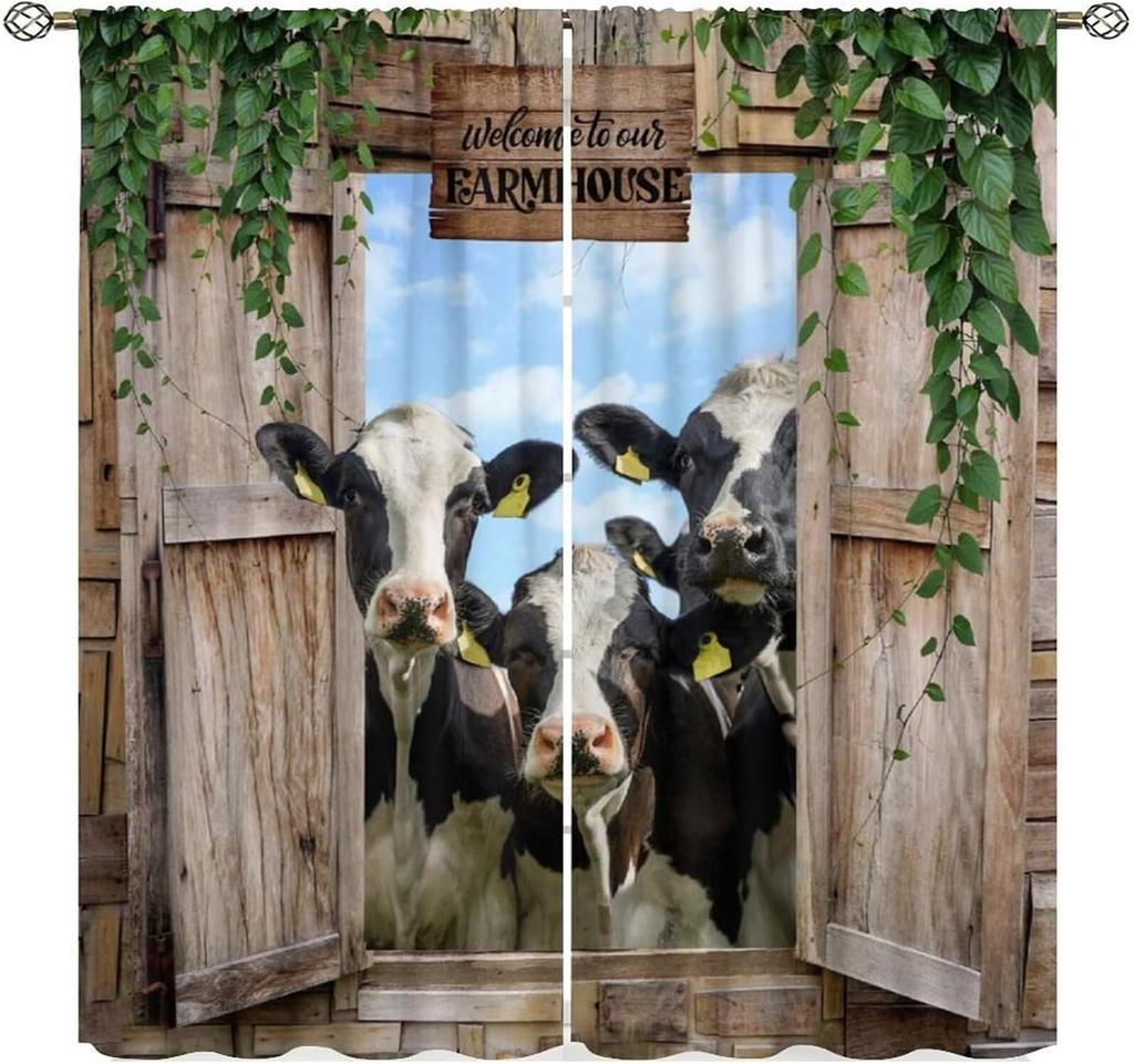 Rooster Chicken Curta,Farmhouse Floral Botanical Leaves Pattern Window Treatments For Kitchen Living Room Bedroom Drapes