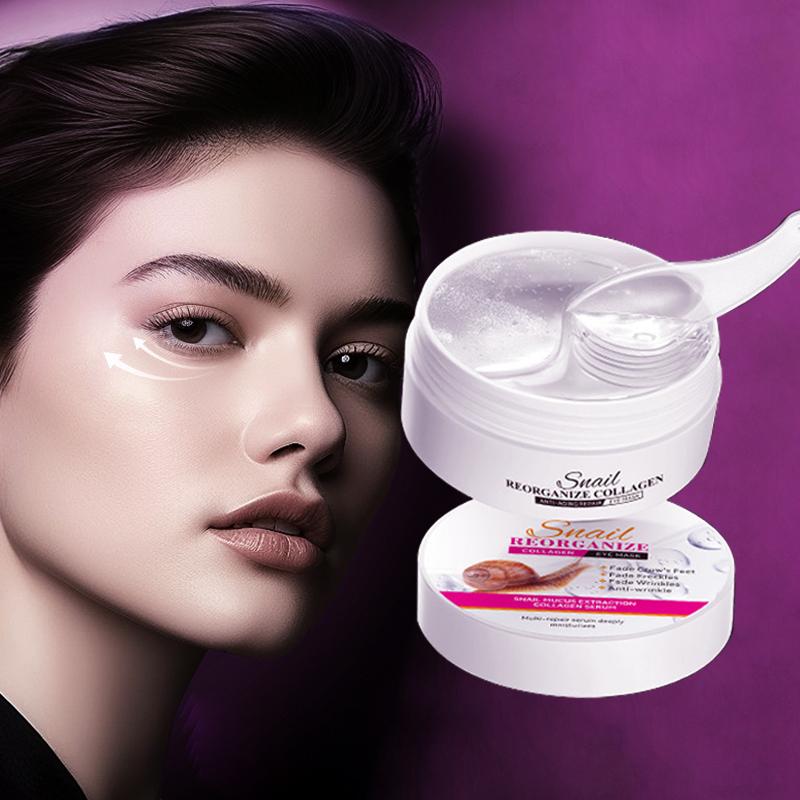 Гипоаллергенная маска для глаз Snail Reorganize Collagen Eye Mask, обогащенная глицерином, увлажняющая для всех типов кожи, 30 пар/флакон