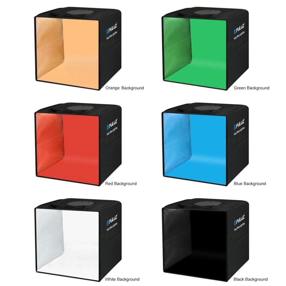 PULUZ Lightbox Mini Photo Studio Light Box with 6 Color Backdrops Photo Shooting Tent Kit 80Pcs LED Light Room Foldable
