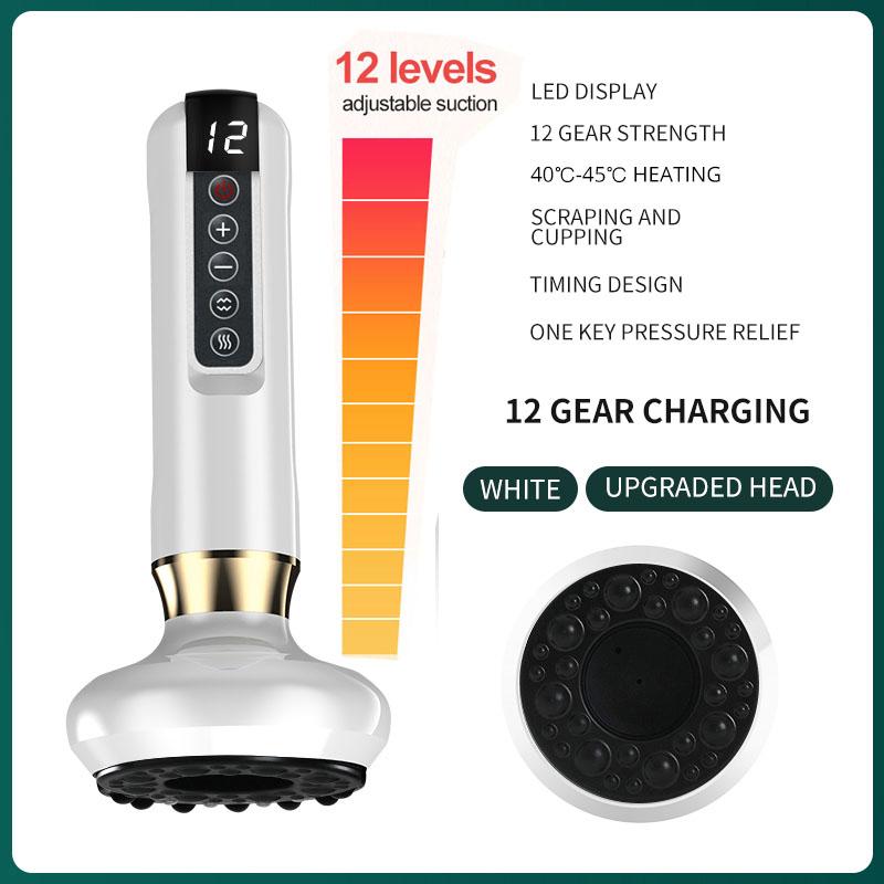 6/12 передач Электрический массажер для вакуумной терапии Вакуумная присоска Гуаша Антицеллюлитный Красота Здоровье Скребок Тепло Массаж для похудения тела