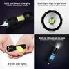 USB Мини-фонарик с подзарядкой COB+XPE LED, с зумом, встроенный аккумулятор, 3 режима освещения, для улицы, кемпинга, аварийный фонарь
