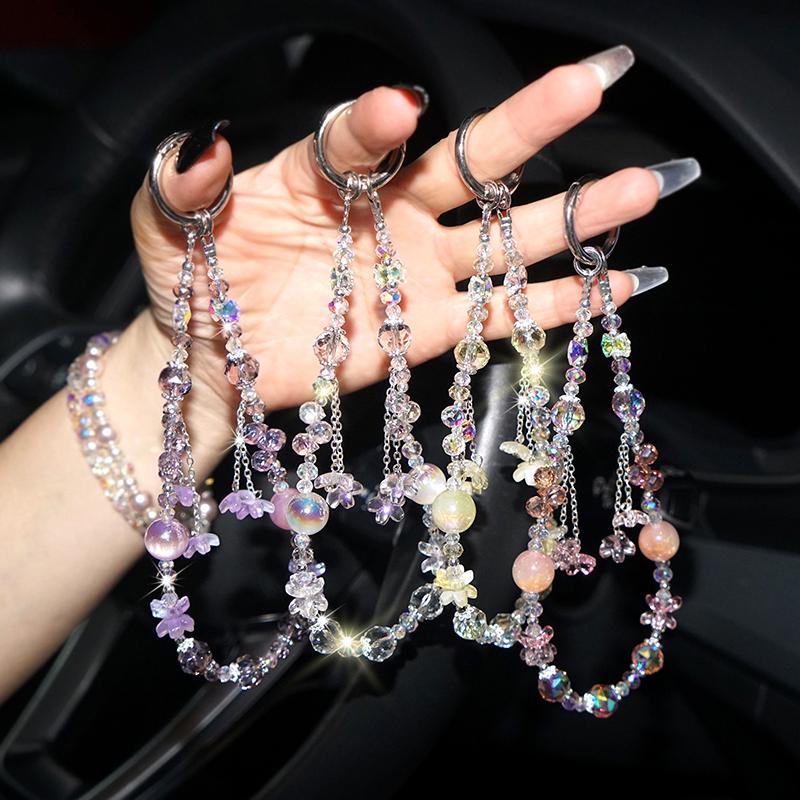 Женский ремешок для телефона с кисточкой «Цвет сакуры» - Короткий ремешок на запястье, Защитный амулет для телефона от потери для путешествий и активного отдыха