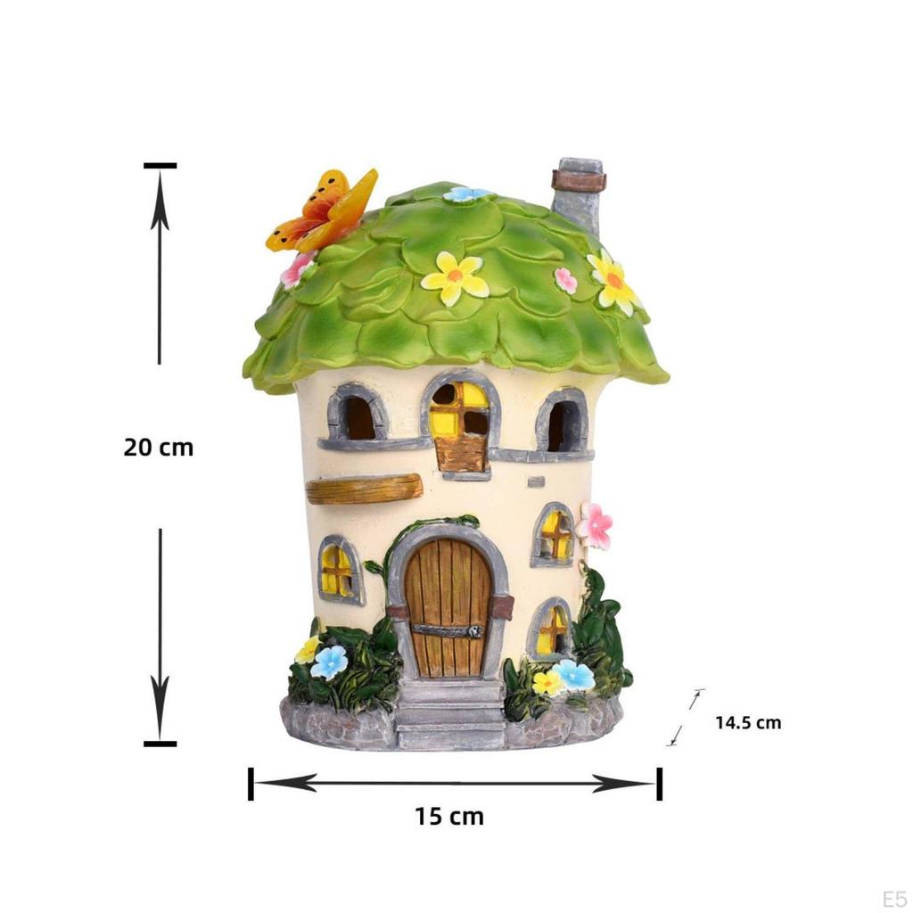 Storybook Shelter LED Solar Resin Cottage Sculpture for Garden, Yard, Patio
