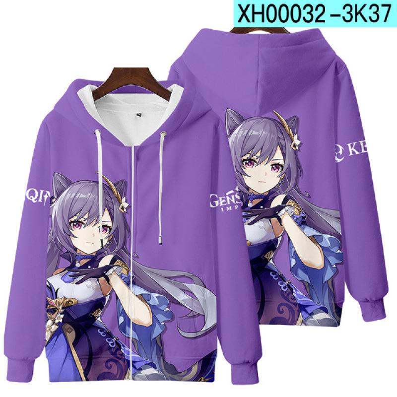 Genshin Impact Косплэй костюм Mona Kaeya Klee Diluc Venti Paimon Zhongli Keqing Ganyu унисекс 3D одежда на молнии с капюшоном