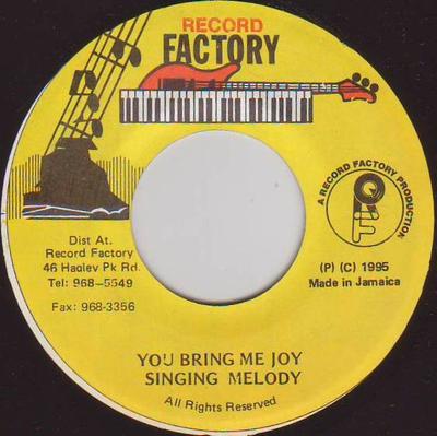 7-дюймовая пластинка SINGING MELODY  You Bring Me Joy NONE RECORD FACTORY 1995 Ямайка Регги Ска  Даб Б/У