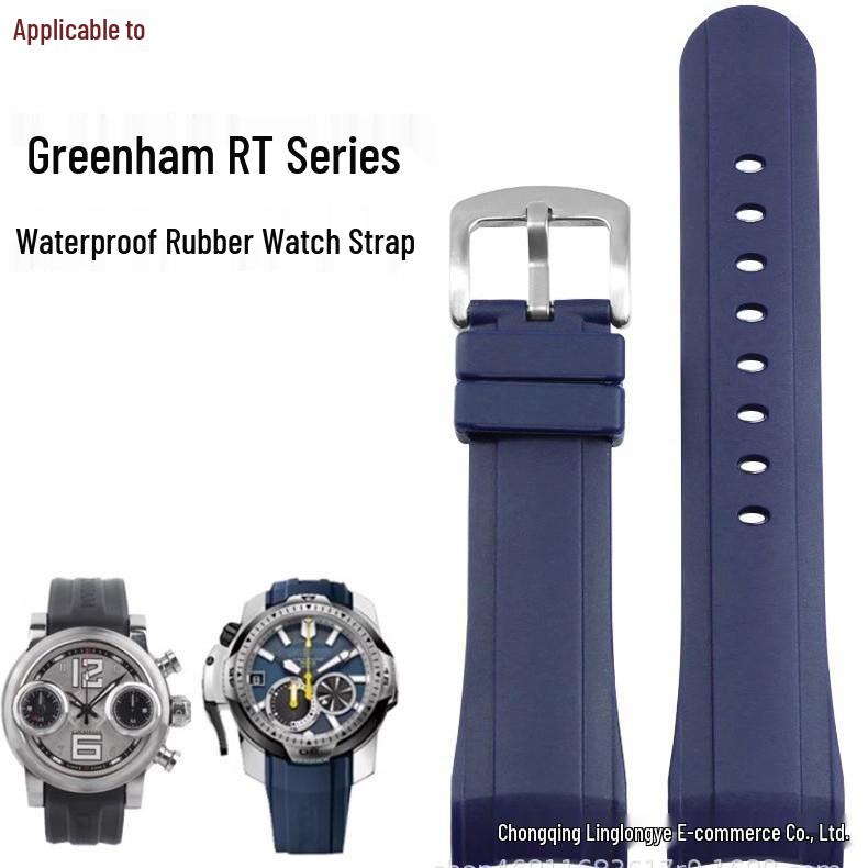 In-Stock 24mm Rubber Watch Strap for Graham Chronograph Racing Rivet Tiger/RT