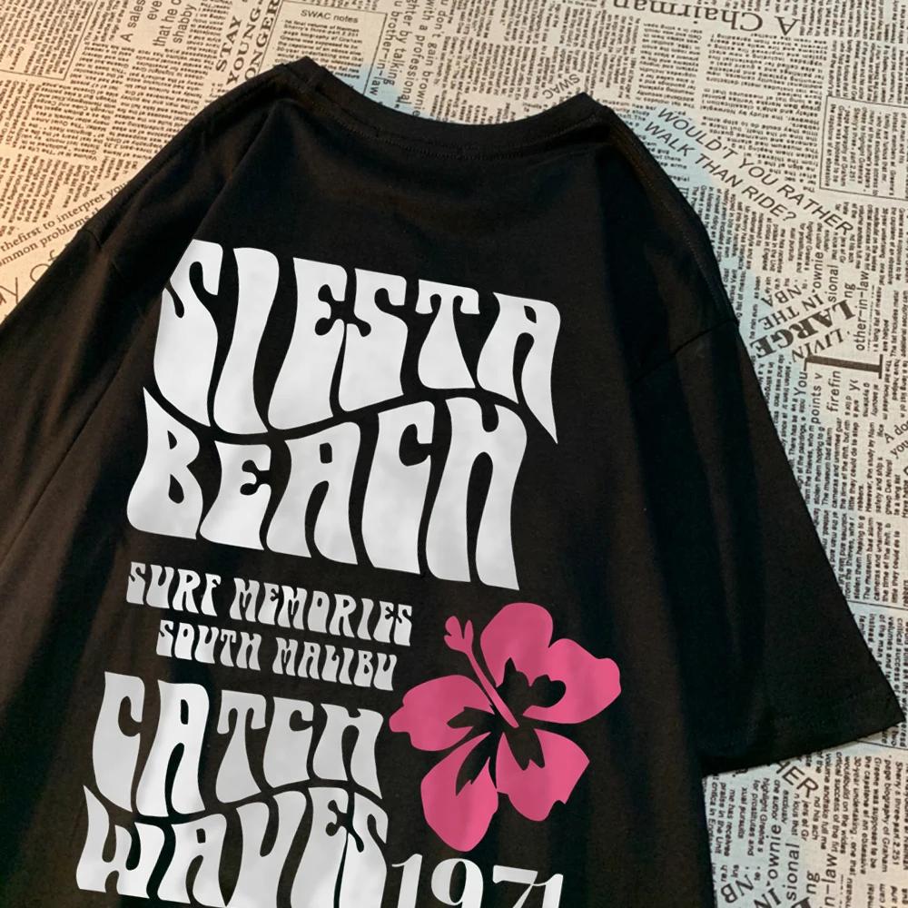 Siesta Beach Catch Waves 1971 Man Women T Shirt Brand Quality Short Sleeve Oversize Hip Hop T-Shirt Crewneck Cotton Loose Tops