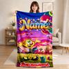 Custom Name Candy Bee Flannel Blanket Throw Blanket Soft Warm Sofa Bed Camping Home Decor Unique Christmas Gift