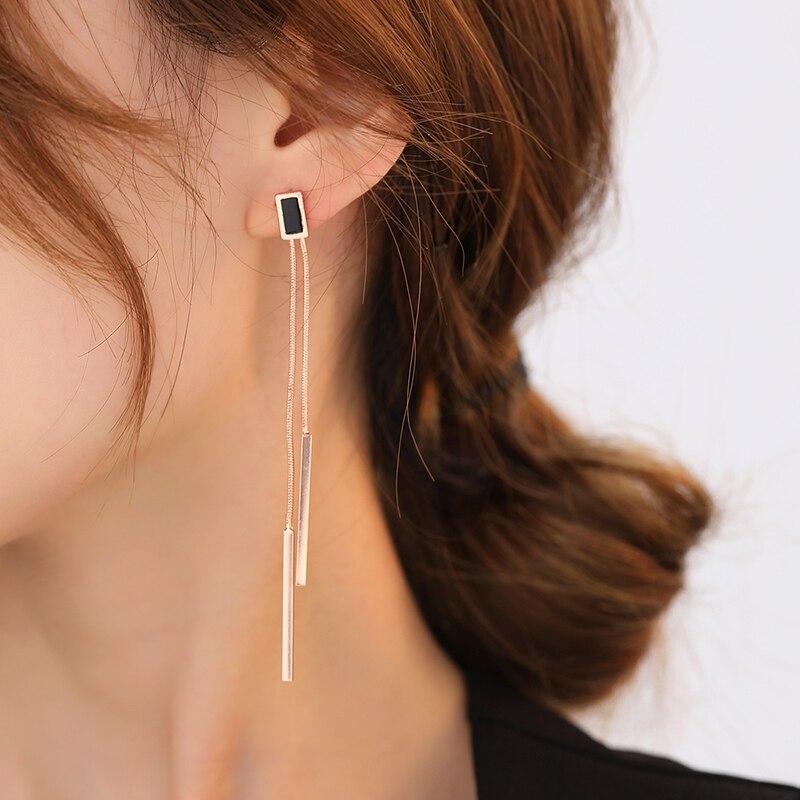 Vintage Long Tassel Geometric Square Drop Earrings For Women Korean Long Thread Dangle Earrings Fashion Jewelry Oorbellen Brincos