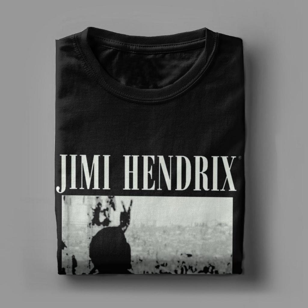 Мужские футболки Jimi Rock Hendrixs Live At Woodstock Винтажные футболки с изображением певца и гитариста Футболки с коротким рукавом и круглым вырезом Футболки из хлопка с круглым вырезом Топ больших размеров