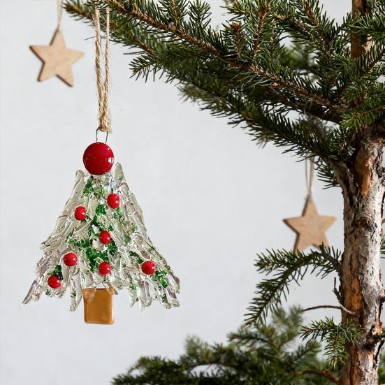 Стеклянное Рождественское украшение Красное Зеленое Серебристое Венок/Дерево Подвесное украшение для Праздничного Домашнего Вечернего Декора