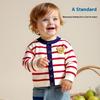 Children's Knitted Cardigan Thin Sweater Striped Cotton Yarn Baby Top Coat