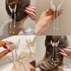 New Butterfly Pearl Tassel Hairpin Women Korean Elegant Metal Chain Side Clip Shark Hairpin Headwear Hair Accessories