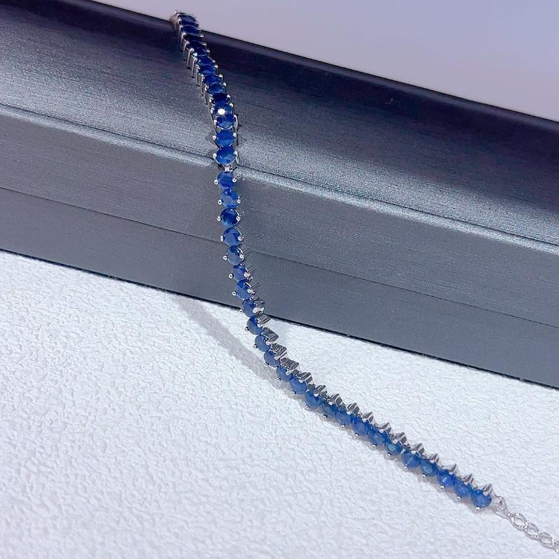Sace Gems Браслеты из стерлингового серебра 925 пробы 3,5 мм*40 шт. с натуральными сапфирами для женщин, для помолвки, для коктейльной вечеринки, изысканные ювелирные изделия