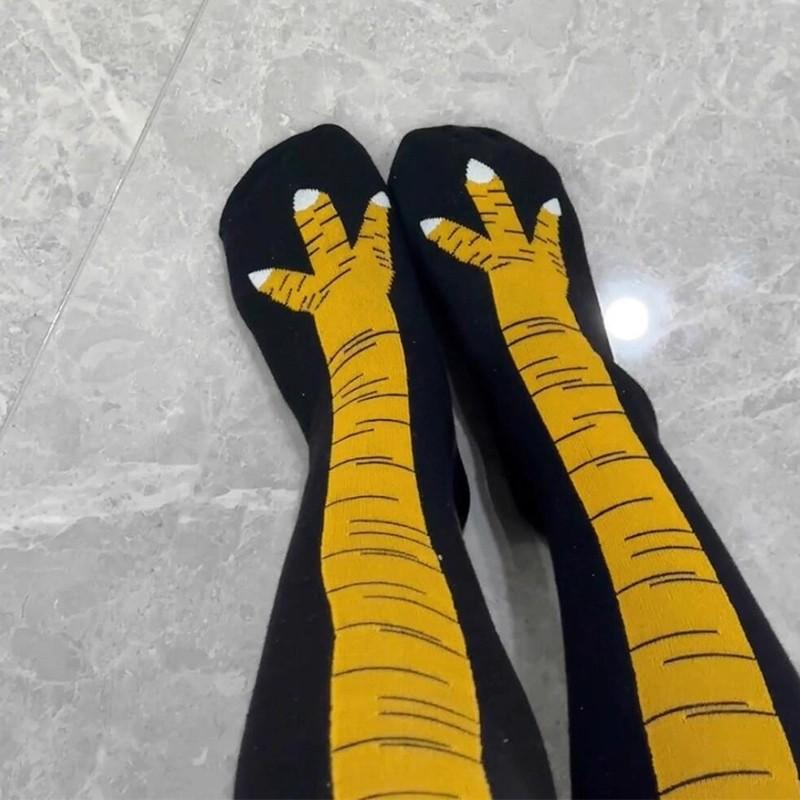 Мужские модные спортивные носки до икры с забавным принтом куриной лапы для весны и осени