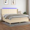 VidaXL Slat Bed Base with Mattress and LEDs, Upholstered Bed with Headboard, Double Bed, Adult Bedroom Bed, 3138906
