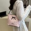 Versatile Bow Bucket Bag Adjustable Strap Women's Handbag Simple Crossbody Bag  Daily