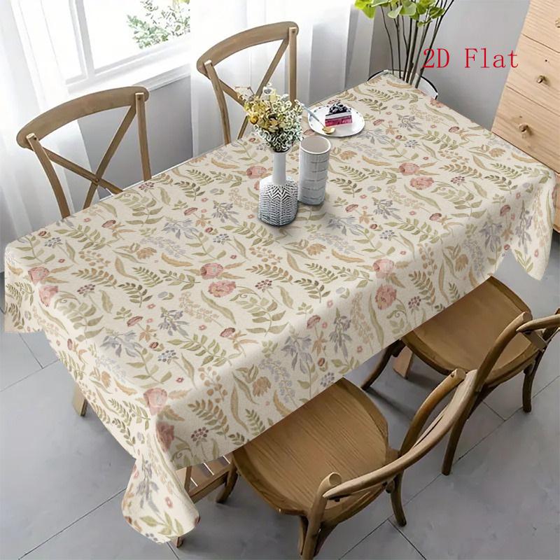 2D Flat 1pc Tablecloth with Pastoral Floral Print, Blending Natural Pastoral Culture, Suitable for Spring And Summer Garden Banquets, Creating a Fresh
