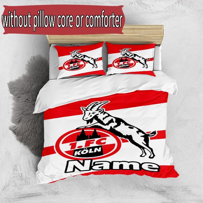 3pcs Duvet Cover Set (1*Duvet Cover + 2*Pillowcase, Without Core), Custom Name FC Koln Pattern Bedding Set, Home Bedroom Decor Gift