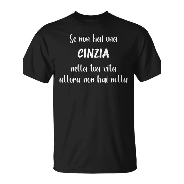 Если в вашей жизни нет Cinzia, Черный с белым текстом, Короткий рукав, Круглый вырез, Обычная посадка, Машинная стирка, Идеальный подарок для повседневной носки.