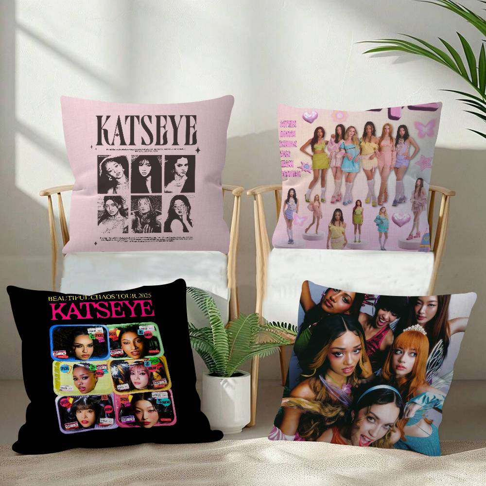 Kpop Hot Girl KKATSEYE Pillow Cover for Bedroom Room and Living Room Sofa Decorative Cushion Cover