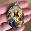 Jesus Mary Christian Jesus Sacred Heart Pendant Necklace, A Symbol Of Sacred Love And Faith, A Time-Bound Gemstone Pendant Suitable For Everyday Wear.
