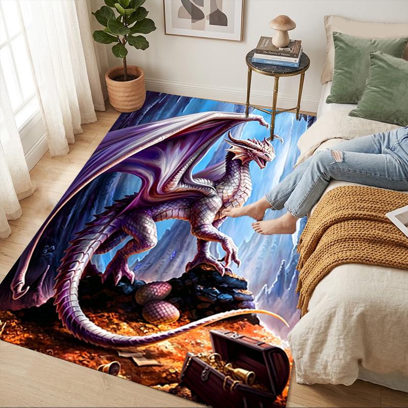 Dragon Treasure Living Room Nonslip Area Rug Soft Carpet For Bedroom Game Playroom Sofa Office Home Decor Doormat Christmas Gift