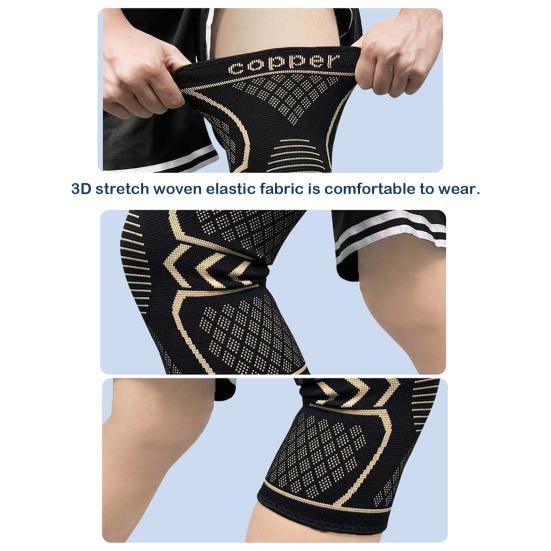 Медный бандаж для коленного сустава, поддержка фитнеса, бега, баскетбола, компрессионный рукав для облегчения боли при артрите
