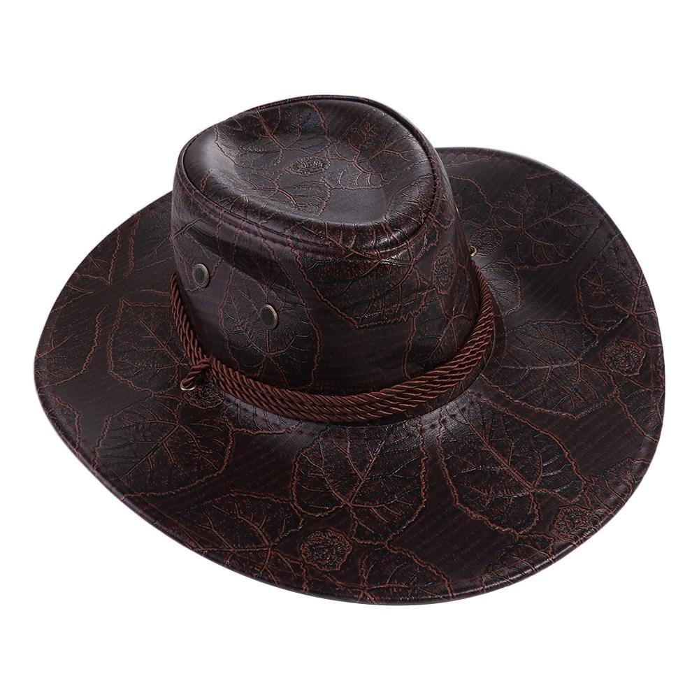 Elegant Cycling Caps Knight Hat Sun Protection Caps Climbing Hats Sunscreen Caps Western Cowboy Hats PU Leather Summer Sun Hats
