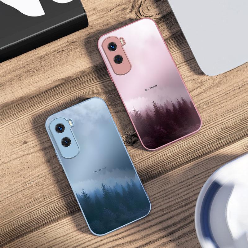 Туманный Лес Черный Для Honor 200 90 8X 9X Pro Lite P50 P40 Nova 10 11i P60 Magic4 6 Mate 20 50 Закаленное Стекло Чехол для Телефона