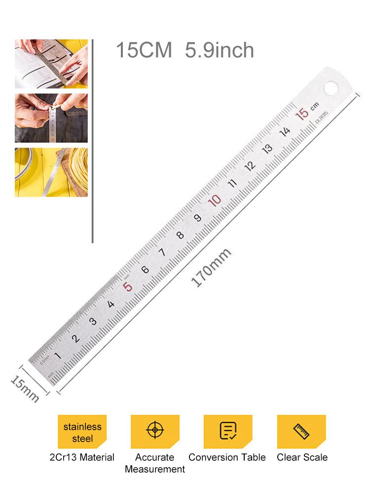 Линейка из нержавеющей стали прямая сантиметровая прецизионный измерительный инструмент 15см/6 дюймов 30см/12 дюймов 50см школьные офисные принадлежности