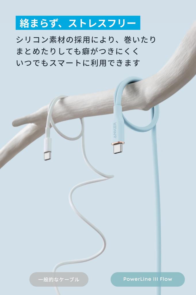 ANKER PowerLine III Flow PD Силиконовый Совместимый с iPhone iPad MacBook Лед USB-C и USB-C Кабель, Без запутывания, Совместимый, Материал, 240 Вт, 17/16/15,