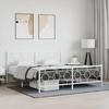 Metal Bed Frame with Headboard and Footboard White 183 x 213 cm