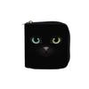 New Cat Black Short Zipper Small Wallet, Wallet.