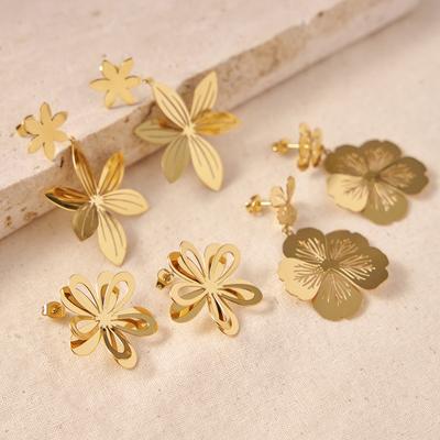 Серьги из титановой стали, модные серьги-гвоздики Sweet Wind, гальванизированные, из нержавеющей стали, с диском в виде пятилепесткового персикового цветка