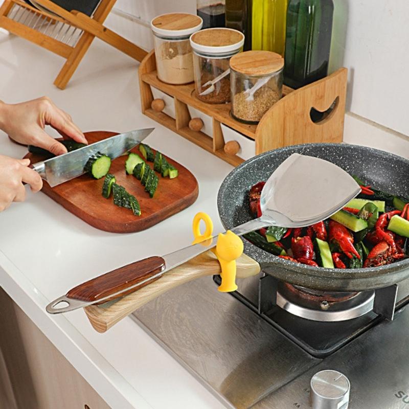 Силиконовая подставка для кухонных принадлежностей с мультяшными кошками, термостойкая, нескользящая, кухонный инструмент, держатель для ложек для организации столешниц