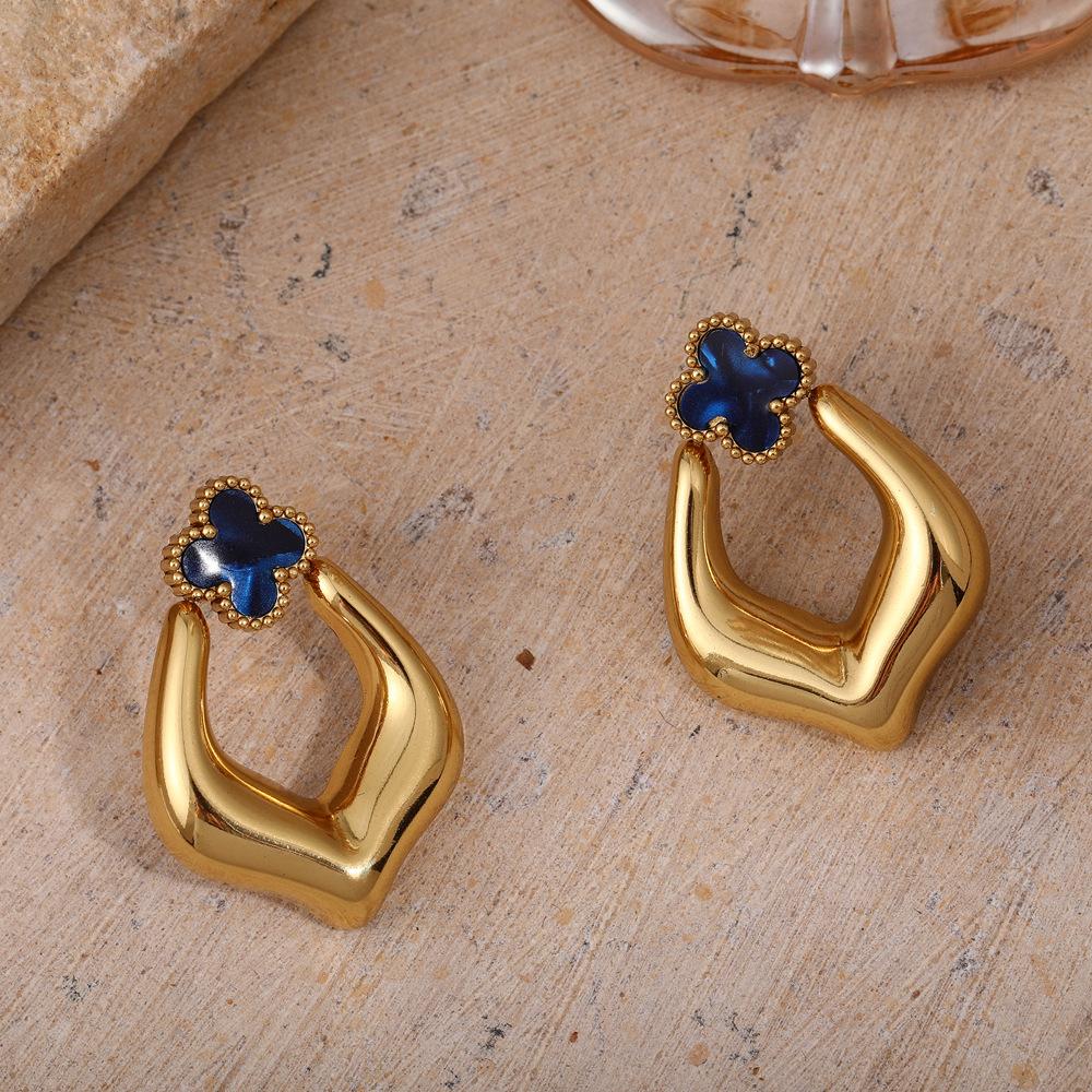 Серьги из титановой стали в форме сердца с четырьмя листочками клевера, с легкой роскошью и изысканным ощущением, персонализированные и простые серьги