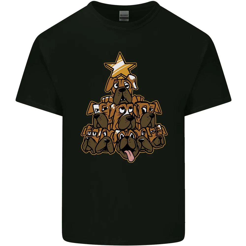 Christmas Boxer Dog Xmas Tree Funny Unisexs Light Cotton TShirt