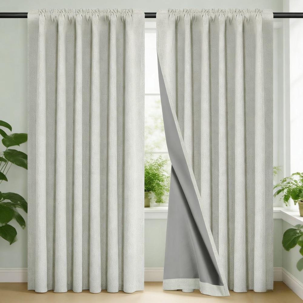 2 Panels Blackout Curtains Thermal Insulated Linen Curtain for Living Room Rod Pocket Light Blocking Drapes Window Treatment