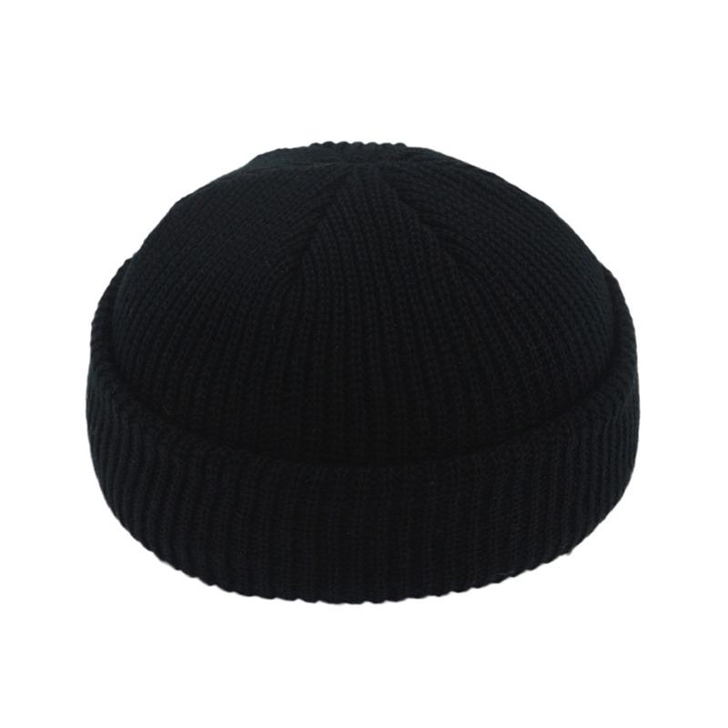 Knitted Beanie Hat Unisex Cap Fashion Hip-hop Cuffed Short Cap Bonnet Warm Ribbed Fisherman Hat