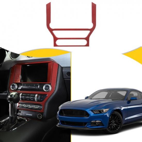 Red Carbon Fiber ABS Console GPS Navigation Panel Trim Cover for Ford Mustang