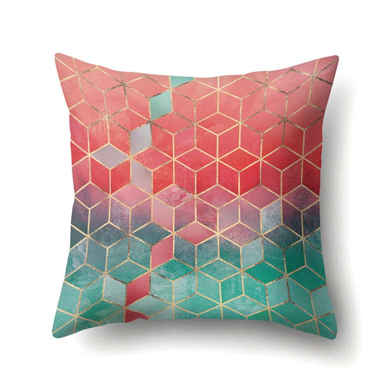 Ins Marble Polyester Pillowcase Car Decoration Home Printed Car Waist Cushion Pillowcase Pillowcase Car Decoration