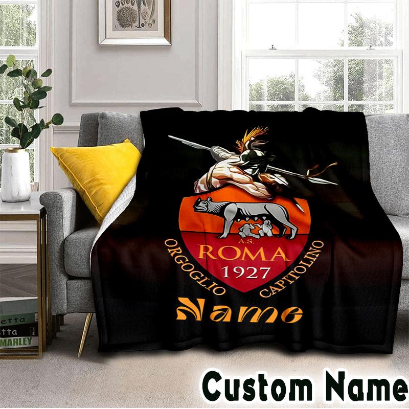 Custom Name Rome's Legendary Crest Throws Blanket Flannel Blankets for Couch Bed Gifts for Men Women Picnic blanket Christmas fan gifts