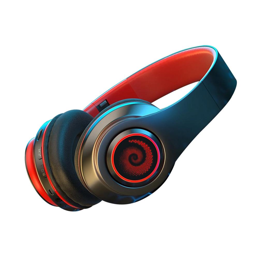Active Noise Cancelling Wireless Bluetooth Headphone with RGB Light and Mic To Wear Surround Stereo Sound Super Long Battery Life Foldable Lightweight