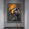 Abstract Black Woman Painting Yellow Hat African Girl Canvas Prints Wall Art Poster Modern Decoration Picture for Interior Decor