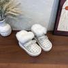 Youth style shoes Girls Winter Snow Boots With Rhinestone Bow Decor Warm Faux Leather Ankle Kids Ages 4-16 Non-Slip Rubber Sole