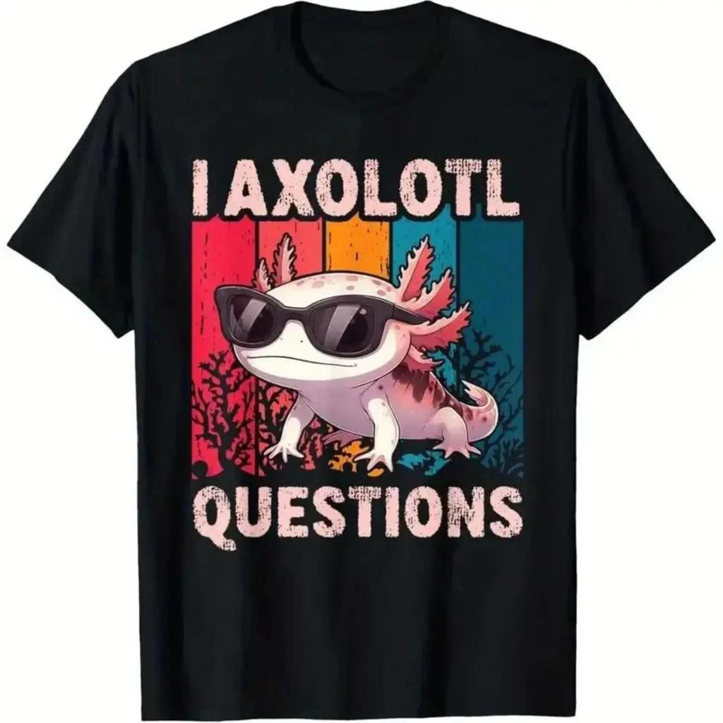 I Axolotl Questions Retro Graphic T-Shirt for Boys & Girls – Fun Casual Short Sl