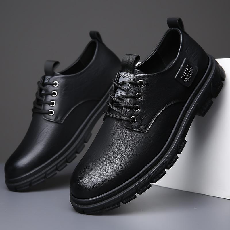 2025 Autumn New Men's Business Casual Leather Shoes Men's Retro Tooling Big Head Shoes Versatile Platform Trendy Shoes 6308